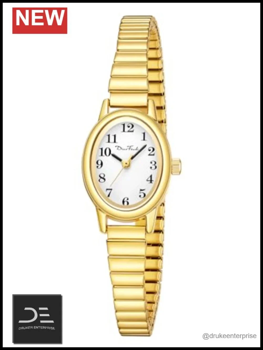 Gold Expansion Band Watch for Women - 3 Sizes S/M/L Japanese Quartz Water